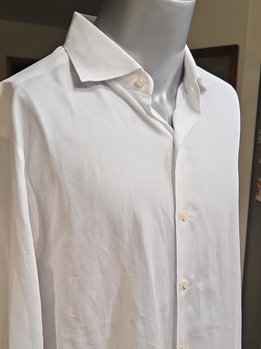 Ermenegildo Zegna Crisp White Spread-Collar Dress Shirt